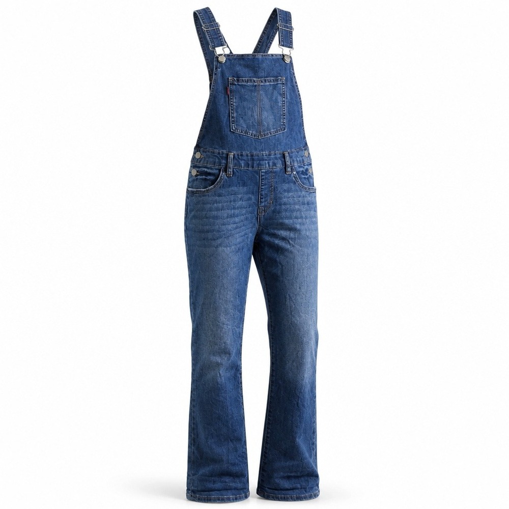 Levis Kids Denim Bib Overalls Medium Wash Straight Leg Size 7R 26x21